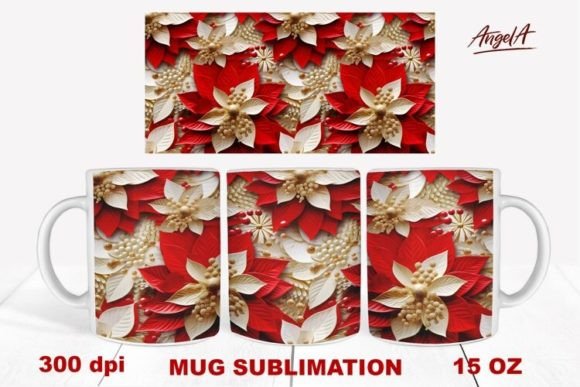 3D Sublimation Christmas Mug Poinsettia