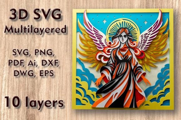 Angel 3D SVG Multilayered Cut Files