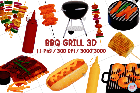 BBQ Grill 3D 11 PNG Bundle: Elevating Digital Design with High-Resolution Commercial Assets