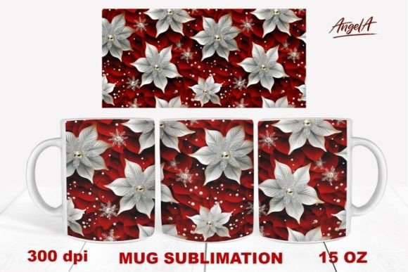 Bringing Holiday Cheer to Life with a Christmas Red White Flowers Pattern Mug Design