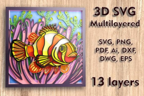 Clown Fish 3D SVG Multilayered Files