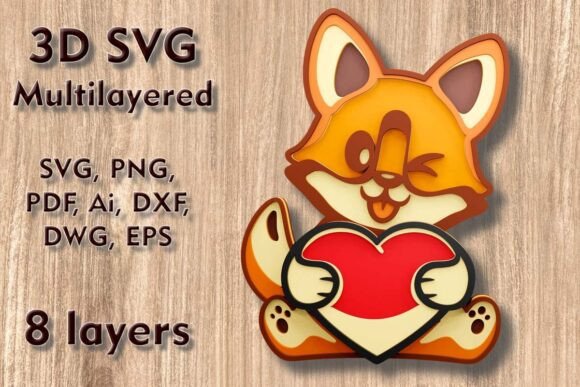 Corgi 3D SVG Multilayer Laser Cut Files