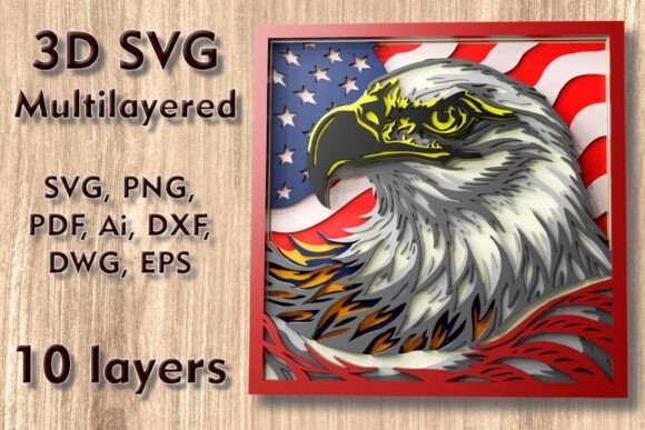 Crafting Dimensional Art with Eagle and Flag Multilayer 3D SVG Files