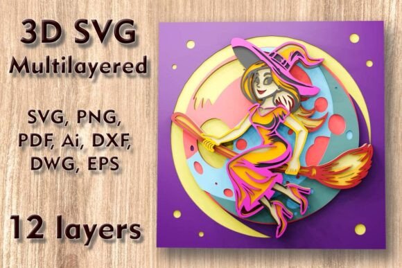 Creating Depth with Flying Witch 3D SVG Multilayered Files: A Guide for Crafters