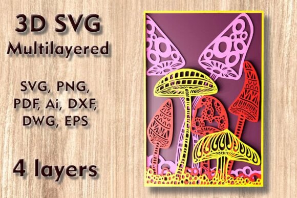 Creating Enchanting 3D Wall Art with Multilayer Mushroom SVG Files