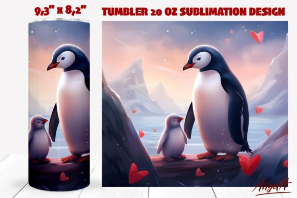 Cute 3D Penguin Tumbler Wrap PNG