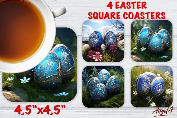 Easter Square Coaster Sublimation, Eggs: Elevating Holiday Crafts with Digital Precision