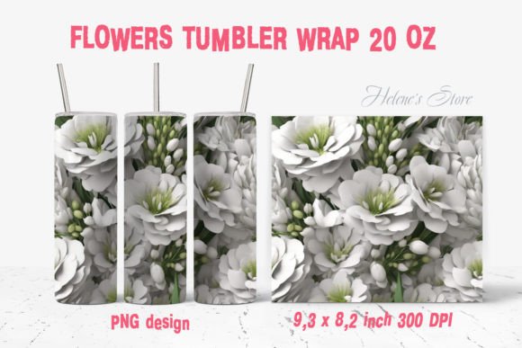 Elevating Sublimation Craftsmanship with the 3D White Flowers Tumbler Wrap Design
