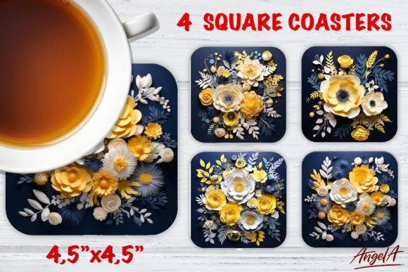 Elevating Sublimation Products with 3D Floral Square Coaster Designs