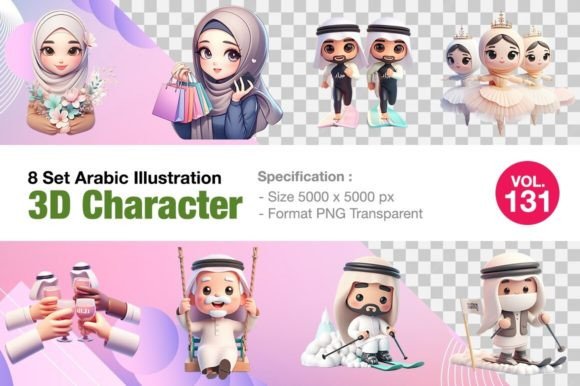Evaluating the Artistic and Practical Value of 8 Set Vol.131 3D Arabic Illustrations