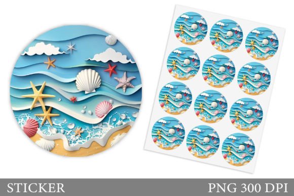 Explore 3D Sea Sticker & Seashell Designs