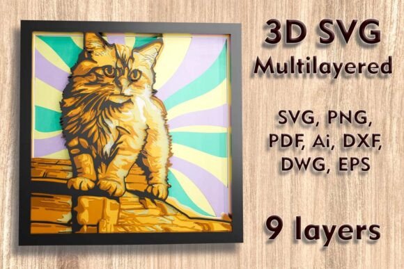 Ginger Cat 3D SVG Multilayered Cut Files