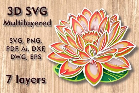 Lotus 3D SVG Multilayer Laser Files