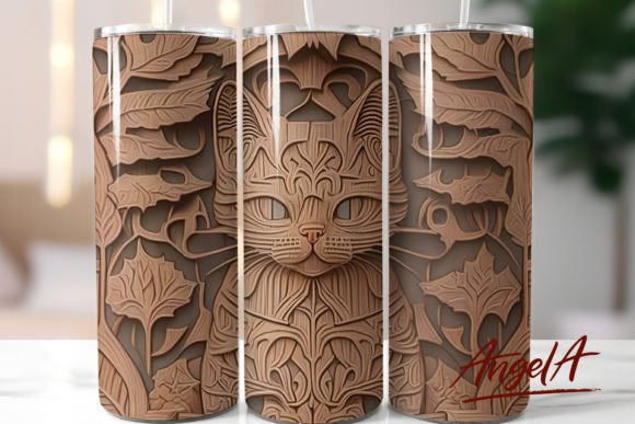 Mastering the Aesthetic: Tooled Leather Cat Tumbler Designs PNG for Modern Sublimation