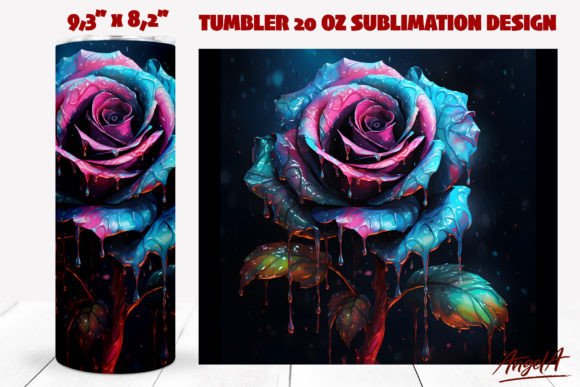 Neon Blue Rose: A Vibrant Tumbler Wrap