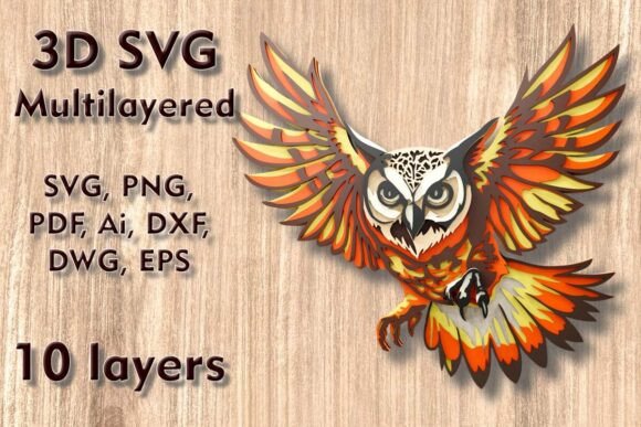 Owl 3D SVG Multilayer Laser Files: Elevating Modern Craft with Precision Design