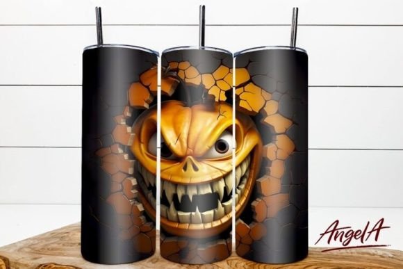 Scary Pumpkin Face PNG 3D Halloween Design