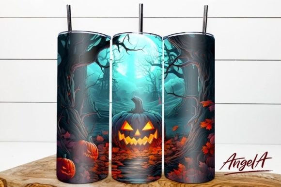 Scary Pumpkin Tumbler Wrap Design