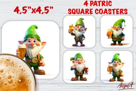 St Patricks Day Square Coaster Gnome Design Guide
