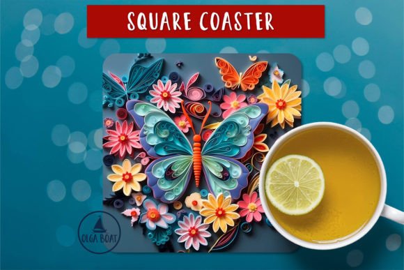 Stunning 3D Butterfly Square Coaster Design