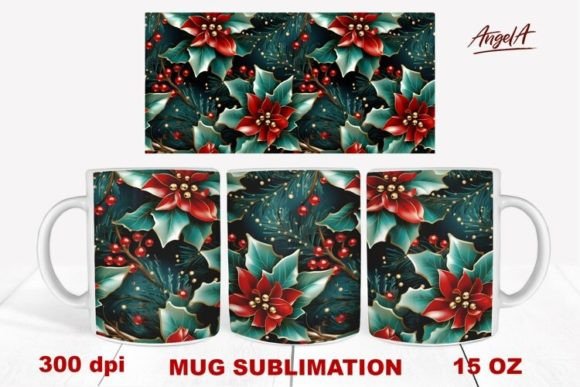 Stunning 3D Poinsettia Mug Wrap