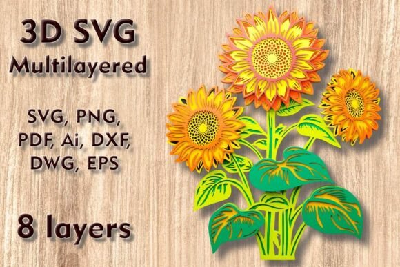 Sunflower 3D SVG Multilayer File