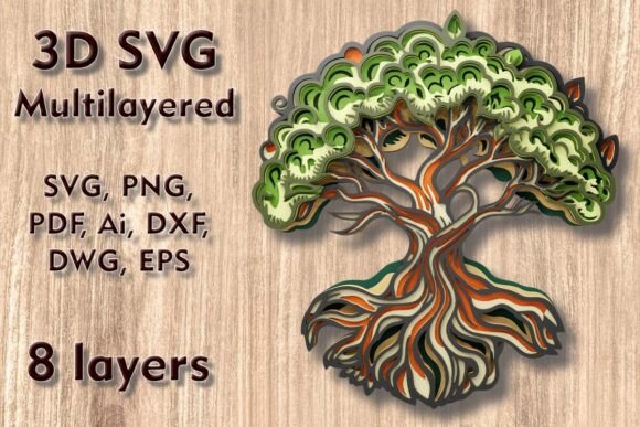 Tree of Life Multilayer 3D Svg File: Elevating Modern Craft with Precision Design